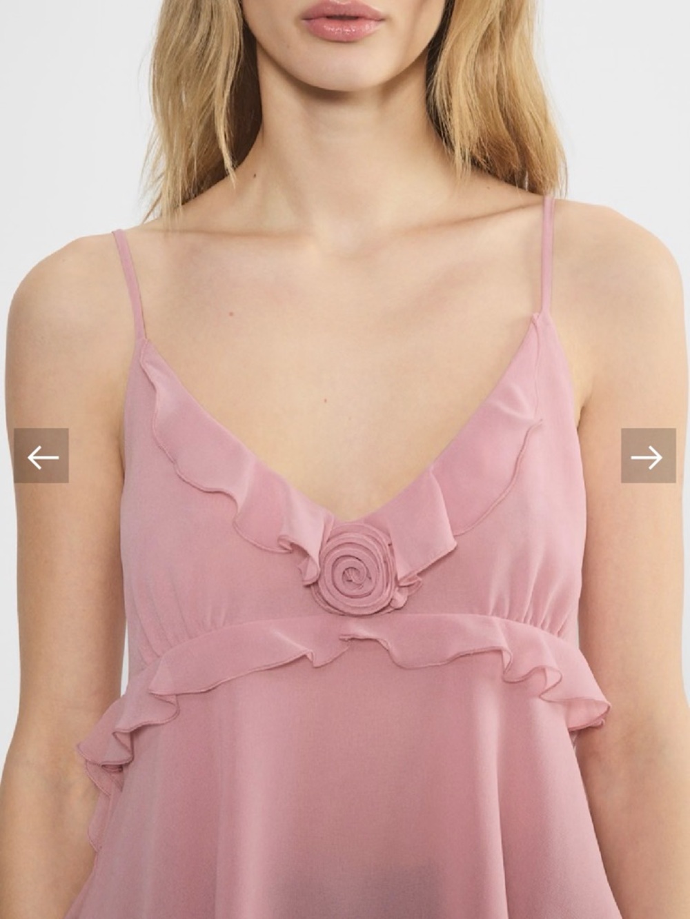 ARITZIA SIZE 8 Pink Ruffle Camisole with Rosette Detail